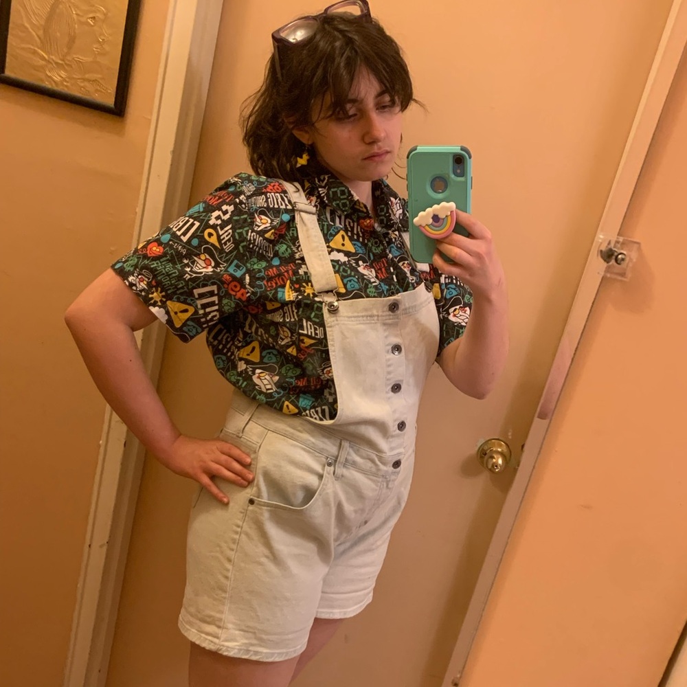 Women's White Denim Overalls